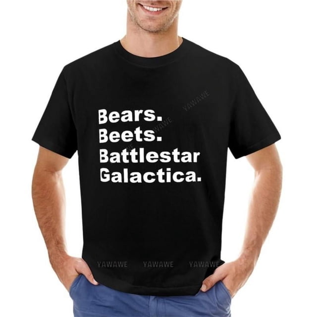 Camiseta de Bears Beets Battlestar Galactica, camisetas de cuello redondo, ropa vintage, camisetas de manga corta en blanco, sudaderas para hombre