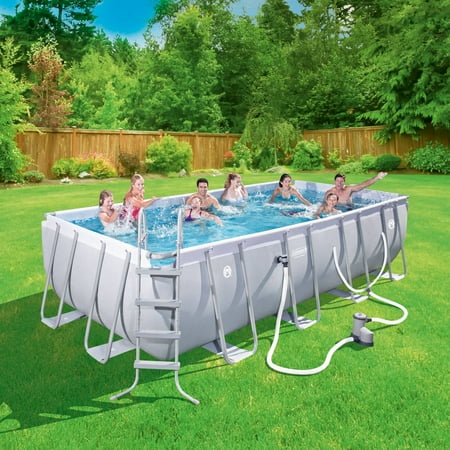 Coleman 18 Feet x 9 Feet x 48 inch Power Steel Rectangular Frame Above-Ground Swimming Pool