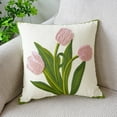 thumbnail image 1 of Funda de almohada con diseño de tulipán verde fresco y sencillo con flores bordadas para sofá, cama, almohada de cintura para oficina, 1 of 6