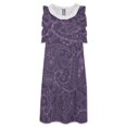 thumbnail image 3 of Pretty Bohemian Art Paisley Purple Women's Fashion Casual Dress Summer Stand Up Collar Ruffles Sleeve Dress Elegant Dresses, 3 of 4