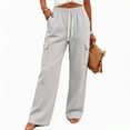 thumbnail image 5 of Lounge Pants for Womens Plus Size Fashion Wide Leg Cargo Sweatpants Elastic Drawstring High Waist Casual Sweat Pants With Pockets, 5 of 7