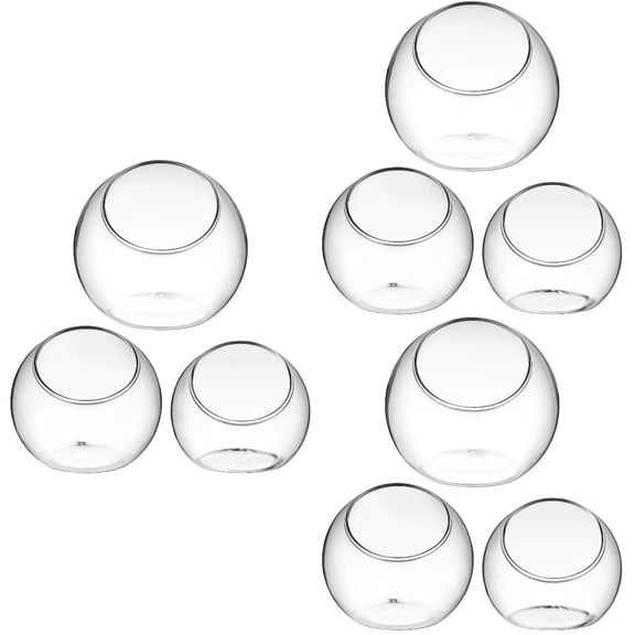 Round Glass Terrarium Transparent Air Plant Container for Storage Use 9Pcs