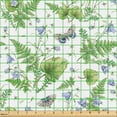 thumbnail image 2 of Ambesonne Botanical Fabric by the Yard Upholstery, Forest Pattern Leaves Art, 2 Yards, Fern Green Lavender White, 2 of 5