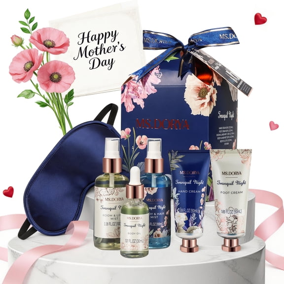 MS.DORYA Bath Gift Sets for Women, Birthday Mother's Day Spa Gifts Kit Beauty Baskets for Mom, 6 Pcs