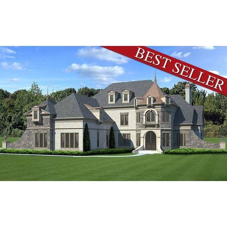 The House Designers: THD-7805 Builder-Ready Blueprints to Build a Luxury European House Plan with Slab Foundation (5 Printed Sets)