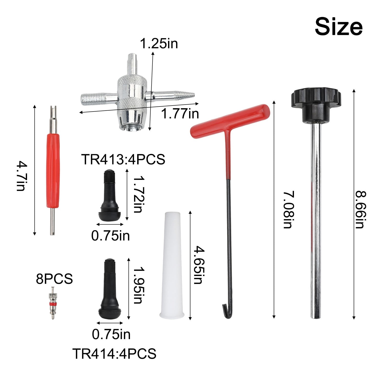 Kit Outil Changement Valve Pneu - Avec 4 Noyaux De Rechange, Compatible Trous De Jante 1,2cm - 7