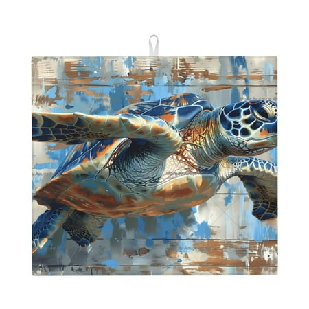 

Honeii Abstract Sea Turtle for Dish Drying Mat for Kitchen Counter Non-slip Rubber Backed Hide Stain Kitchen Super Absorbent Draining Mat Dish Rack Pad
