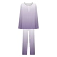 thumbnail image 7 of ibuvkizy Women's Pajama Sets,Women Fashionable and Casual Loose Printed Round Neck Button Up Long Sleeved Pants Pajama Set Purple,XL, 7 of 7