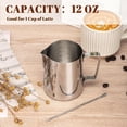 thumbnail image 4 of Milk Frothing Pitcher, 12oz Milk Frother Cup with Clear Scale, 304 Stainless Steel Cappuccino Espresso Machine Accessories for Barista Coffee Bar with Latte Art Pen, Silver, 4 of 4