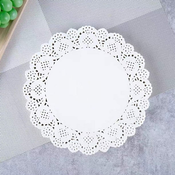 Zhuge 100 manteles individuales de papel de 5,5 pulgadas, redondos, decorativos, para tartas, postres, bodas y vajillas