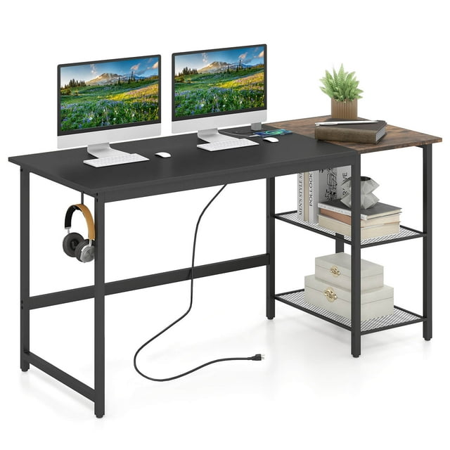 Costway Bureau de Jeu de 48 Pouces pour l'Écriture avec Dispositif Anti-Basculement Poste de Travail Informatique Moderne