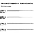 thumbnail image 4 of 80 Count Heavy Duty Sewing Machine Needles Comercial Singer Brother Needle 2020 Assorted Sizes 80/12, 90/14, 100/16, 110/18 Universal Regular Point, 4 of 5