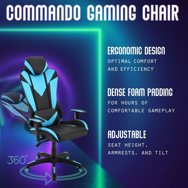 Adjustable Gaming Chair with GAS Lift 4D Armrest and Lumbar Support