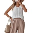 thumbnail image 3 of Linen Tank Tops for Women Summer Casual Loose V Neck Sleeveless Shirts Blouses Tunic Tops White L, 3 of 9