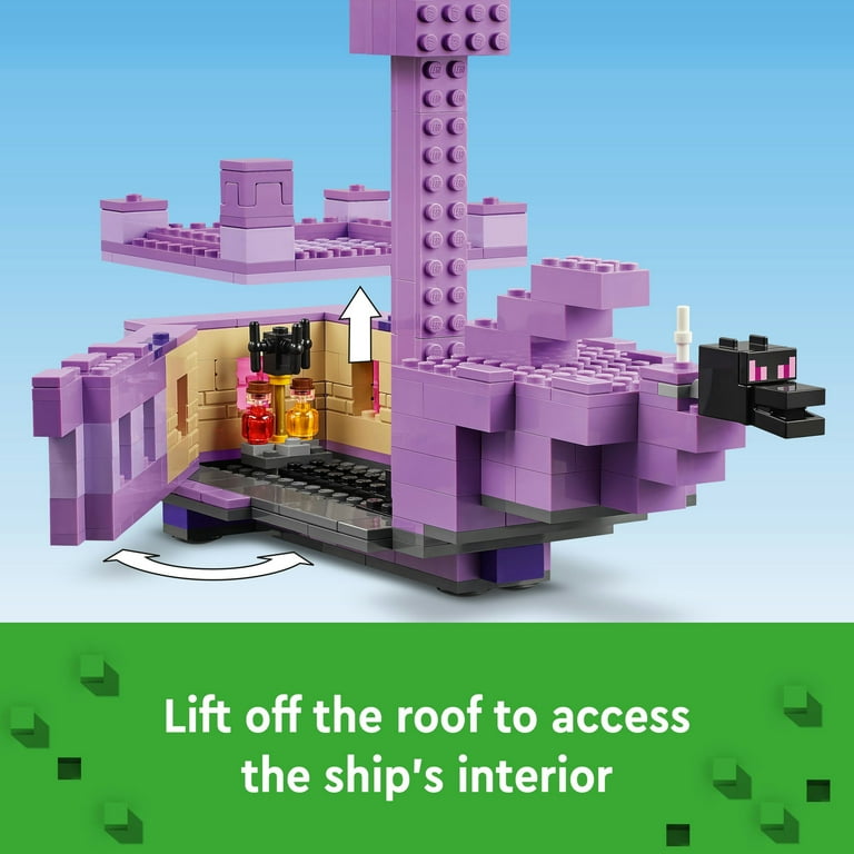 LEGO Minecraft The Ender Dragon and End Ship Building Set Video Game Toy with 2 Minecraft Minifigures Dragon Toy Action Playset for Kids Birthday Gift for Boys and Girls Ages 8 and