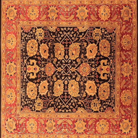 Ahgly Company Indoor Square Oriental Orange Industrial Area Rugs, 4' Square