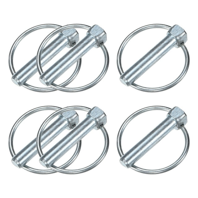 Uxcell 6Pack Pasador de Anillo, 10x50mm Pasadores de Remolque de Acero al Carbono con Zinc Blanco