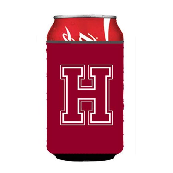 Letter H Initial Monogram - Maroon And White Can Or Bottle  Hugger