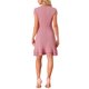 thumbnail image 3 of Vestido de mujer con mangas cortas, cuello redondo, con volantes en la parte inferior, por encima de la rodilla, color rosa oscuro, 3 of 6