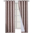 thumbnail image 3 of Sheetsnthings Floral Fannie 54-Inch Wide x 63-Inch Long Panel, Set of 2 Jacquard Thermal Insulated Blackout Curtains, Cappuccino, 3 of 5