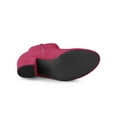 thumbnail image 5 of BLISSFUL STEP Women's Side Zipper Round Toe Block Heel Ankle Boots Hot Pink 8, 5 of 7