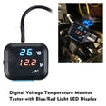 thumbnail image 2 of Digital Voltage Temperature Monitor Tester Motorcycle Battery Voltmeter Thermometer Detector Temperature Voltage Meter Gauge with Blue/Red Light LED Display, 2 of 7