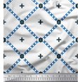 thumbnail image 1 of Soimoi Blue Cotton Voile Fabric Check & Jamdani Decor Fabric Printed Yard 42 Inch Wide, 1 of 1