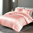 thumbnail image 3 of Whale Flotilla 3-Piece Reversible Silky Soft King Size Comforter Set, Luxury Stripe Satin Oversized Comforter Bedding Set with 2 Satin Pillowcases, Lightweight Duvet for All Seasons, Pink, 3 of 8