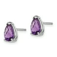 thumbnail image 2 of Primal Gold 14 Karat White Gold 8x5mm Pear Amethyst Checker Earrings, 2 of 5