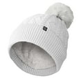 thumbnail image 5 of Dalix Cable Knit Pom Beanie Soft Stretch Skully Warm Fuzzy Faux Sherpa Winter Ski Beanie in White, 5 of 5