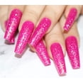thumbnail image 2 of Extra Long Coffin Press on Nails Ballerina Shape Fake Nails Bling Glitter Glue on False Nails for Women & Girls (Fuchsia) White Fuchsia, 2 of 4