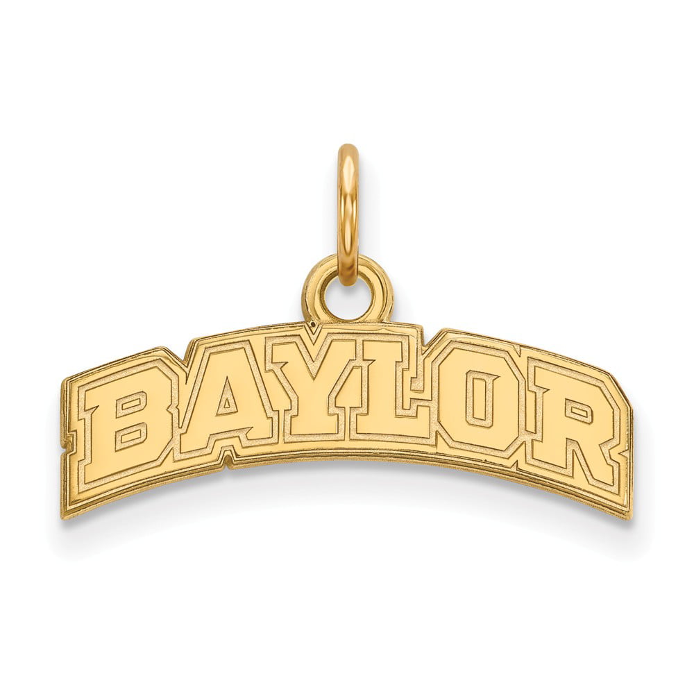 925 Sterling Silver Yellow Gold-Plated Official Baylor University Extra Small Tiny Pendant Charm 15mm x 11mm