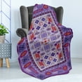 thumbnail image 4 of Afghan Soft Flannel Fleece Blanket, Timeless Tribal Pattern with Middle Eastern Folklore Traditional Afghan Shapes Dots, Cozy Plush for Indoor and Outdoor Use, 60" x 80", Multicolor, by Ambesonne, 4 of 5