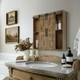 Luxen Home Wood Farmhouse Storage Wall