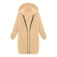 thumbnail image 4 of ZHOUCHANKIDS Women Zip Up Hoodies Long Sleeve Fall Hooded Lightweight Tunic Sweatshirt Oversize Fleece Jacket with Pockets Beige XXXL, 4 of 4