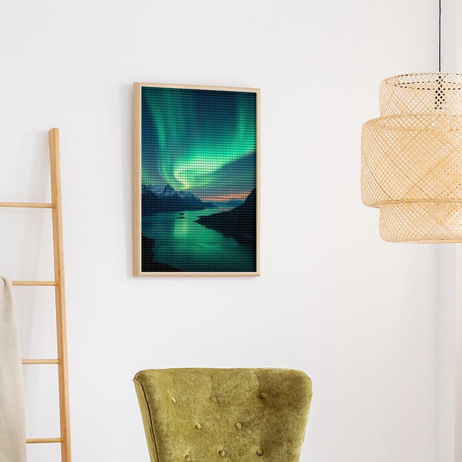 Diamond Art Kits for Adults, Northern Lights Over Mountain Lake 5D Diamond Painting Kits for Adults Beginners, DIY Full Drill Diamond Painting, Gem Art and Crafts 12x16