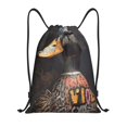thumbnail image 1 of Xecao Graffiti Cool Duck Pattern Sports Drawstring Backpack - String Swim Gym Bag with Wet Proof Pocket for Women&Men-Small, 1 of 6