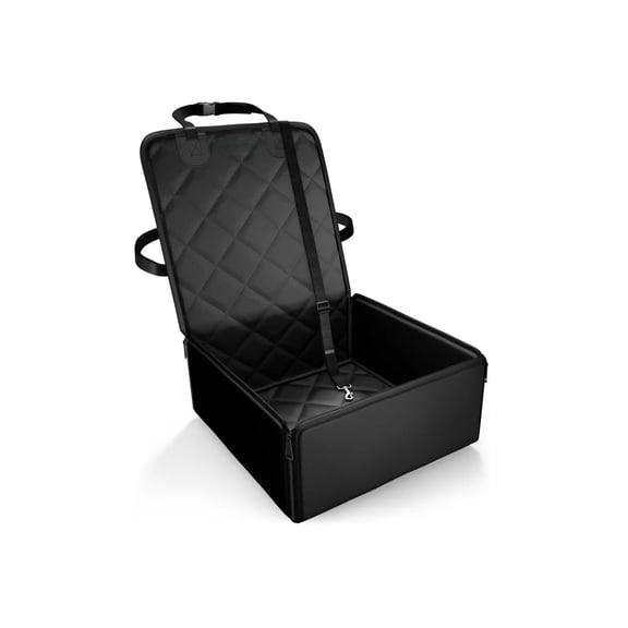 GODDSZON Front Seat Dog Car Seat, Non-Slip Pet Booster Seat with Safety Tether and Adjustable Straps, 16.5 x 16.5 x 7.9 in