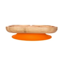 Jaiye - Bamboo Baby Plate with Spoon - Suction Plates for Babies - Toddler & Kids Plates – Orange