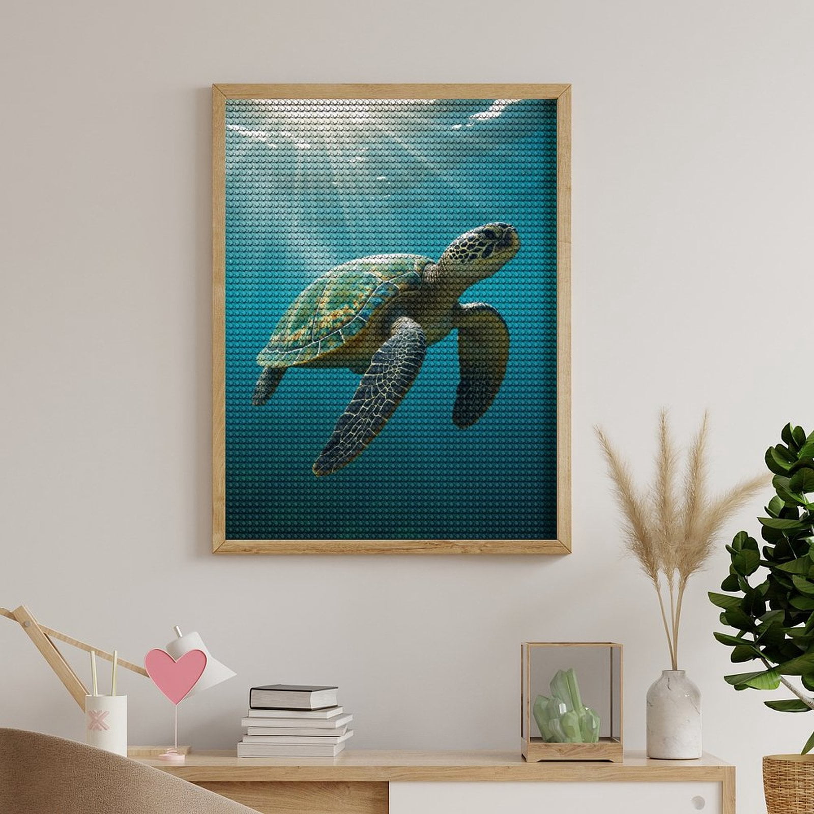 Diamond Art Kits for Adults, Sea Turtle Underwater Sunlight 5D Diamond Painting Kits for Adults Beginners, DIY Full Drill Diamond Painting, Gem Art and Crafts 12x16