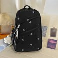 thumbnail image 4 of Bow Print Large Capacity Backpack, Multi-Pocket Zipper Closure School Bag with Pendant for Travel Work Shopping (Black), 4 of 8