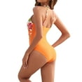 thumbnail image 4 of Jacenvly 2024 Womens One-Piece Swimsuit Skin-Friendly Women Bikini Push-Up Lrregular Color Matching Padded Swimwear Swimsuit Beachwear Set Multicolor Cozy Womens Swimwear Plus Size Orange, 4 of 4