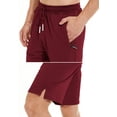 thumbnail image 5 of QPNGRP Men's Workout Stretch Shorts Casual Drawstring Elastic Zipper Pockets Burgundy 34, 5 of 8