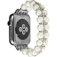 thumbnail image 2 of XiHAMA Pearl Bracelet Compatible with Apple Watch Band 38/40/41mm 42/44/49mm iWatch Series 9/8/7/6/5/4/3/2/1, Artificial Elastic Stretch Bling Diamond Jewelry Wristband Replacement Strap, 2 of 9