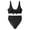 Black, variant on High Waisted Bikini Set for Women Tie Front Ribbed 2 Piece Bathing Suit V Neck Tummy Control Beach Swimwear Size M