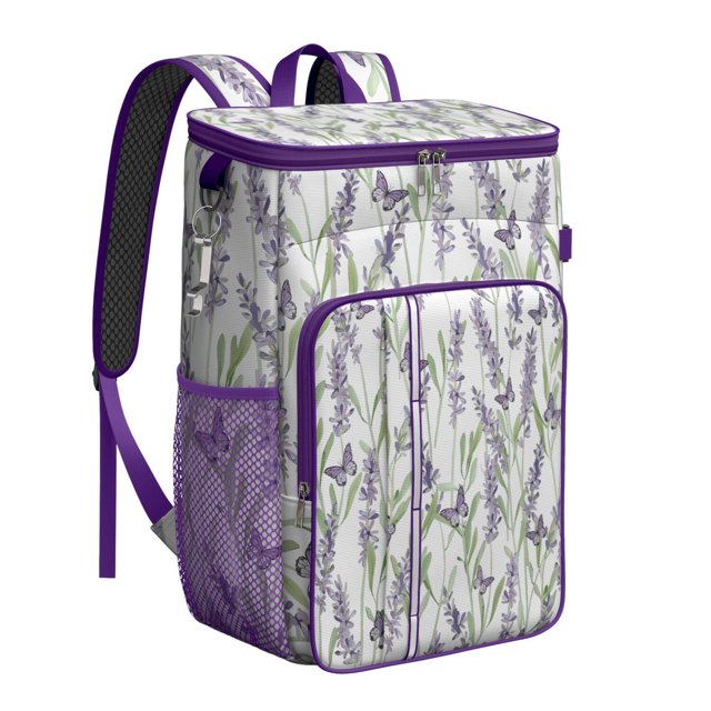 Abstract Floral Watercolor Design Insulated Cooler Backpack, Leakproof Waterproof Lunch Backpack for Artistic Garden Picnics