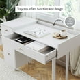 Nathan James Daisy White and Gold Makeup Desk with 4 Drawers and
