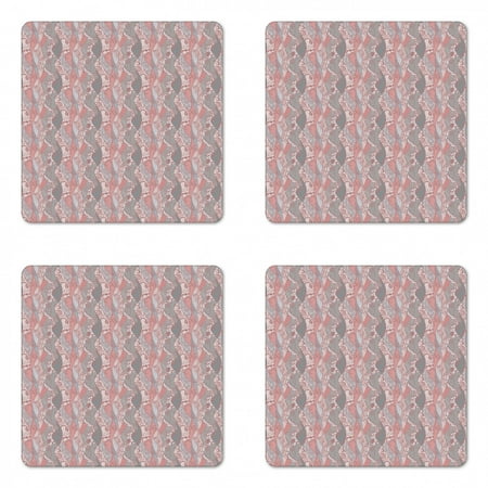 

Floral Coaster Set of 4 Romantic Flower Patterns on Lace Looking Pastel Tone Background Abstract Art Square Hardboard Gloss Coasters Standard Size Multicolor by Ambesonne