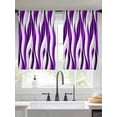 thumbnail image 3 of Purple White Moire Semi Sheer Curtains 54 Inch Length 2 Panels Set, Modern Abstract Art Sheer Kitchen Curtain Privacy Voile Window Curtain for Living Room Bedroom Rod Pocket Drapes, 3 of 7