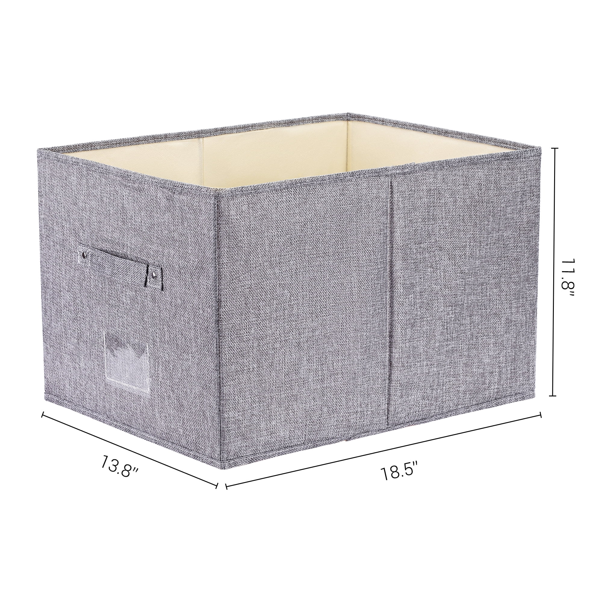 Unique Bargains Storage Cube Fabric Bin with Handles for Shelves Basket Grey 19*14*12in